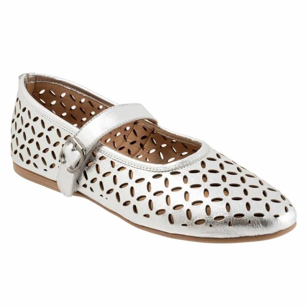 NEW BUENO women's kehlani mary jane ballet flats in dark silver